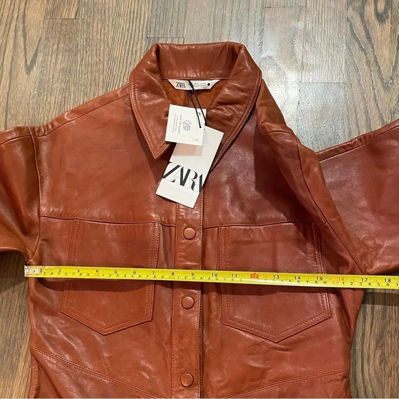 NWT Zara Limited Edition Leather Shirt Dress Small - Picture 10 of 13